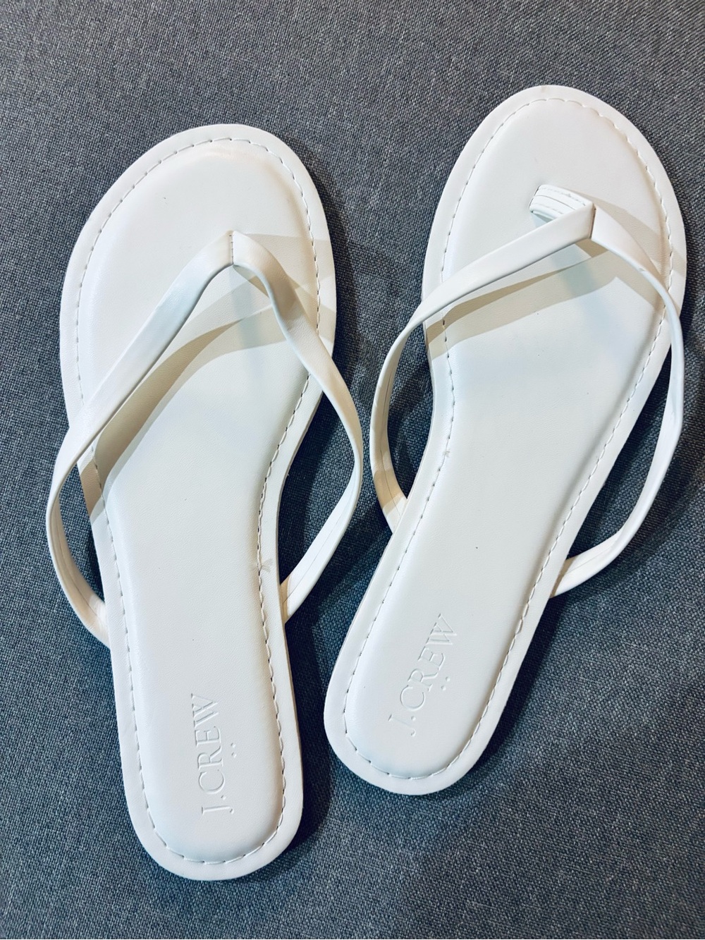 J. Crew White Slim-Strap Flip Flops
